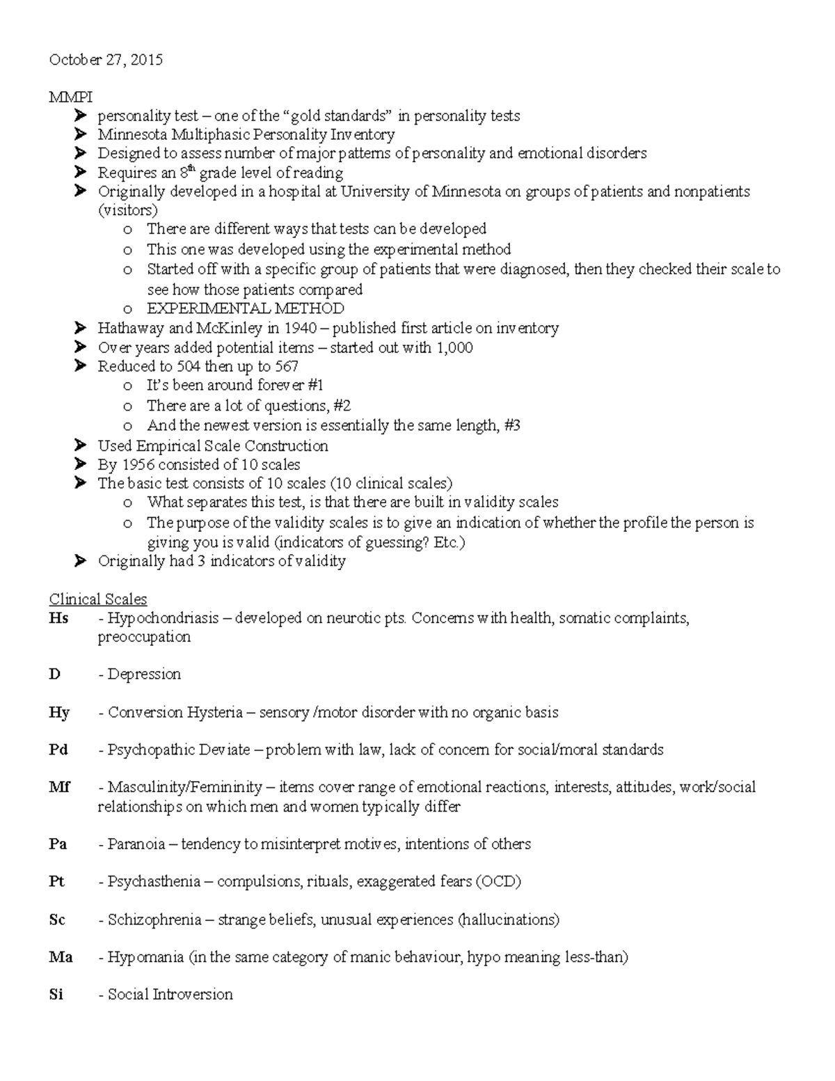 MMPI - notes on the MMPI test - October 27, 2015 MMPI personality test ...