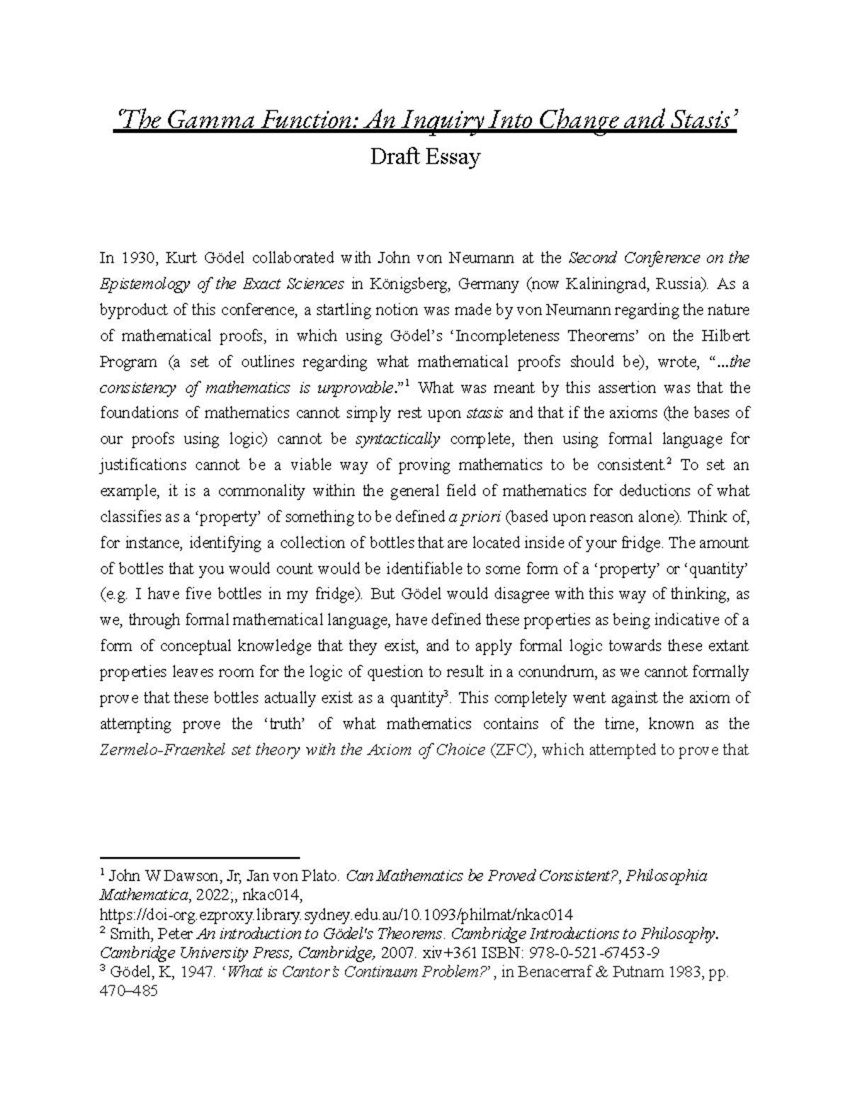 OLET1625 Draft Essay 8The Gamma Function An Inquiry Into Change and