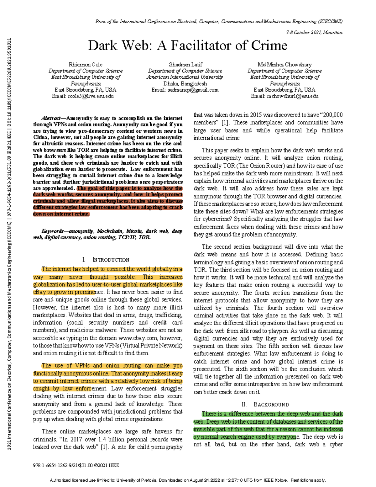 Dark Web A Facilitator of Crime - Proc. of the International Conference ...