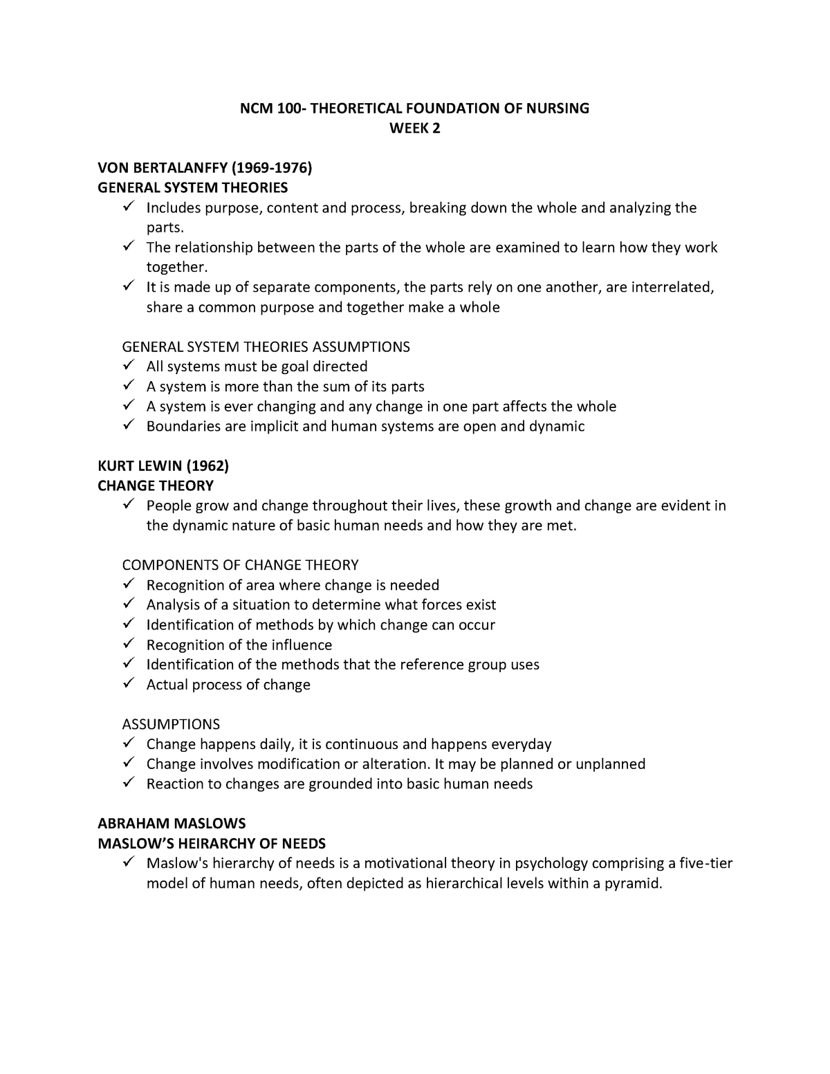 Lecture NCM 100 W2 - Academic Purposes - NCM 100- THEORETICAL ...