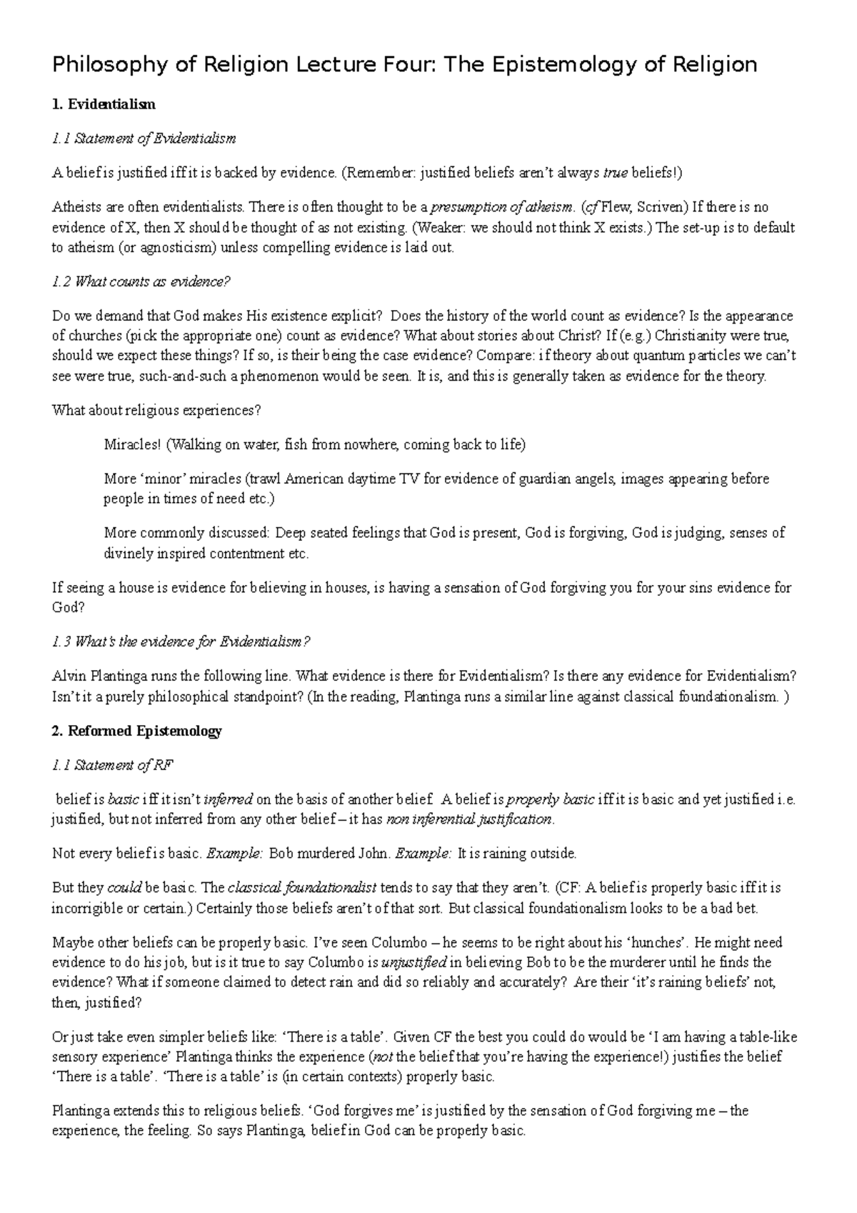 276234583 Epistemology of Religion Notes - Philosophy of Religion ...