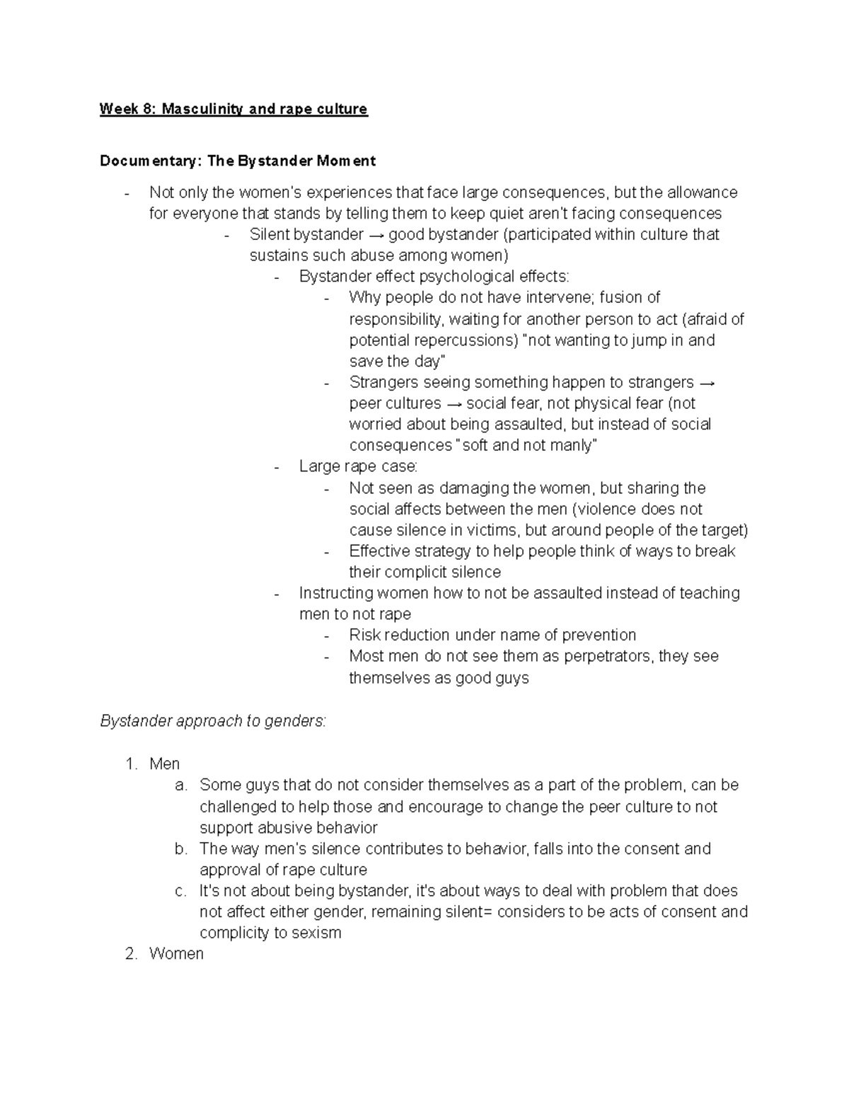 Week 8 Masculinity and rape culture - Week 8: MaVcXliQiW\ aQd UaSe ...