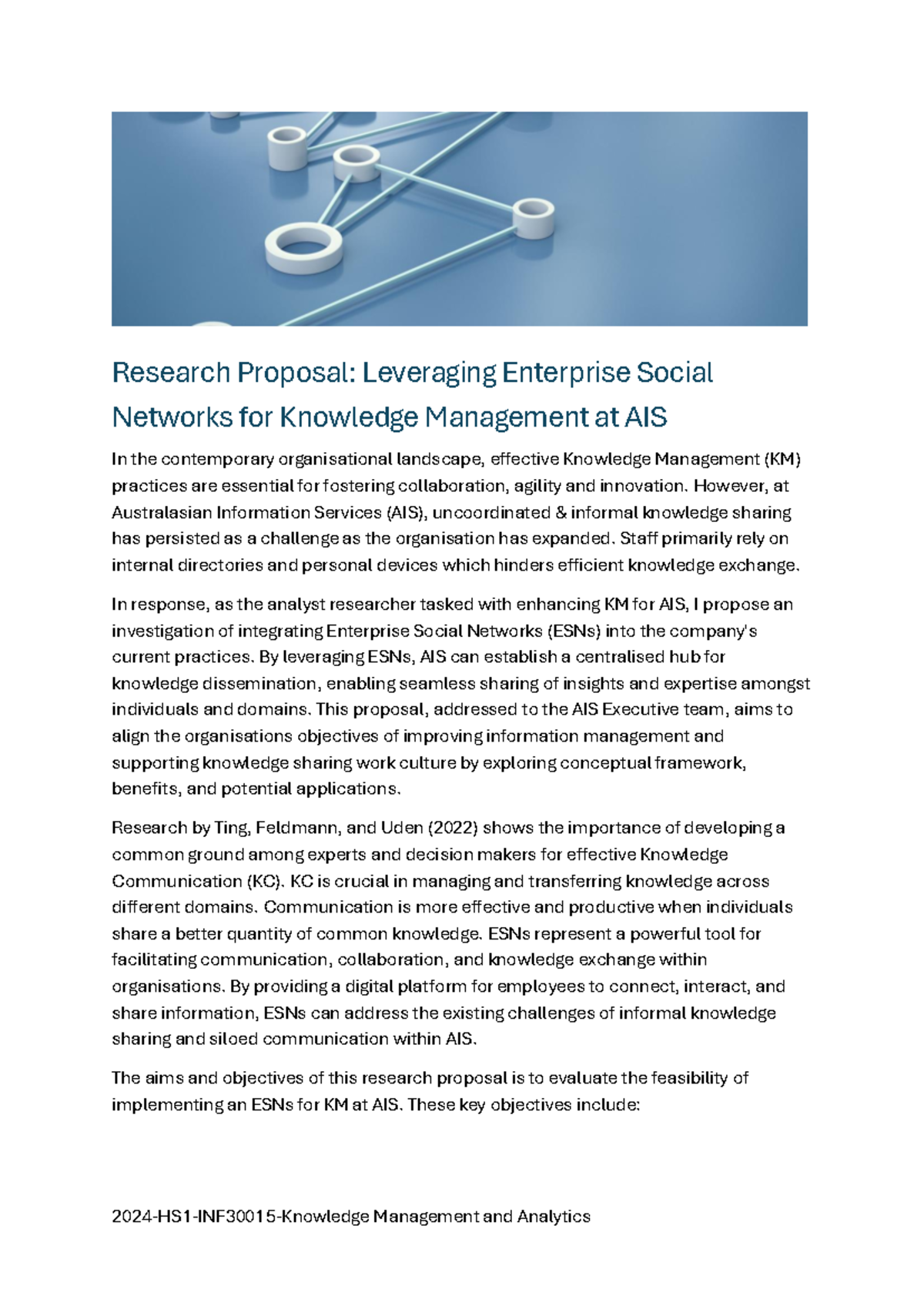 Knowledge Management INF30015 Research Proposal - Research Proposal ...