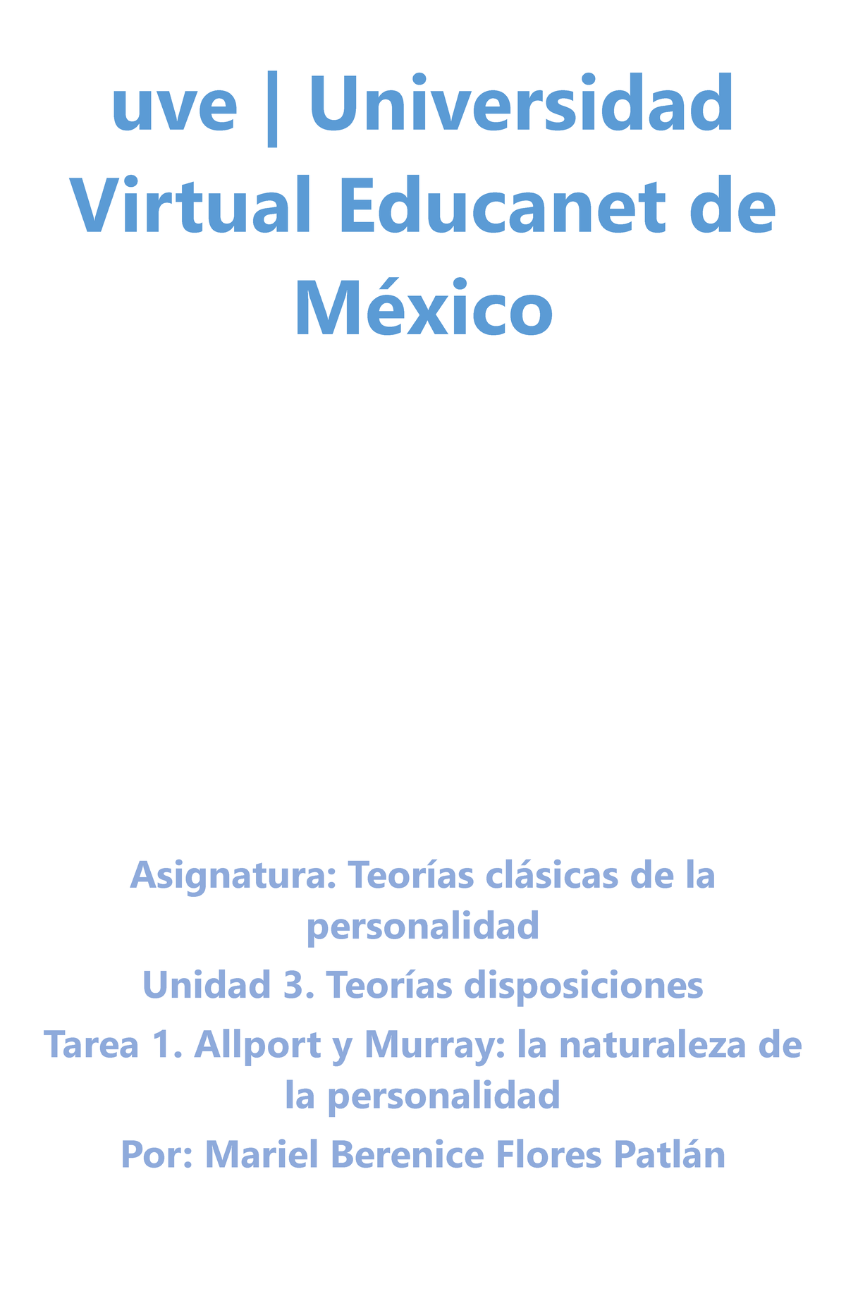 Flores Patlán Mariel Berenice Allport y Murray y la naturaleza de la  personalidad - uve | - Studocu