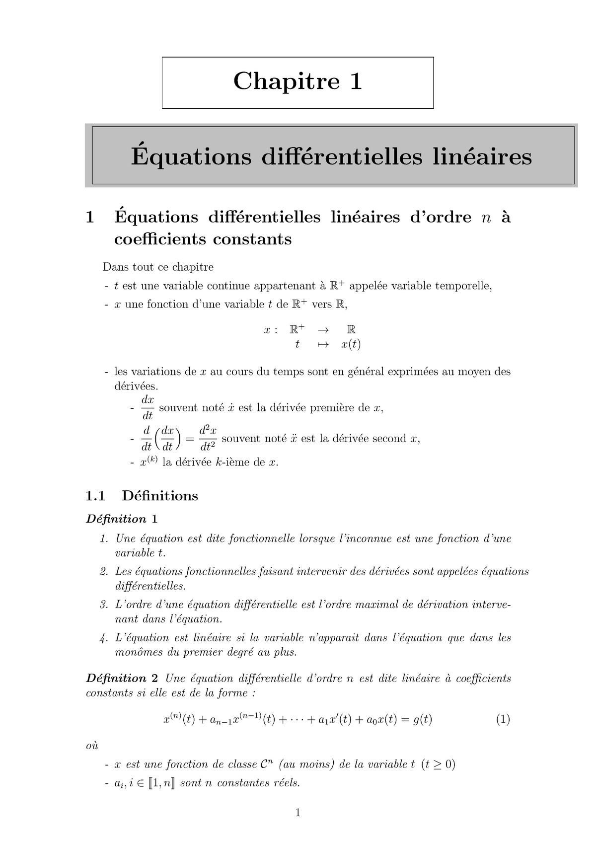 Chp1 Equations Differentielles Lineaires Studocu