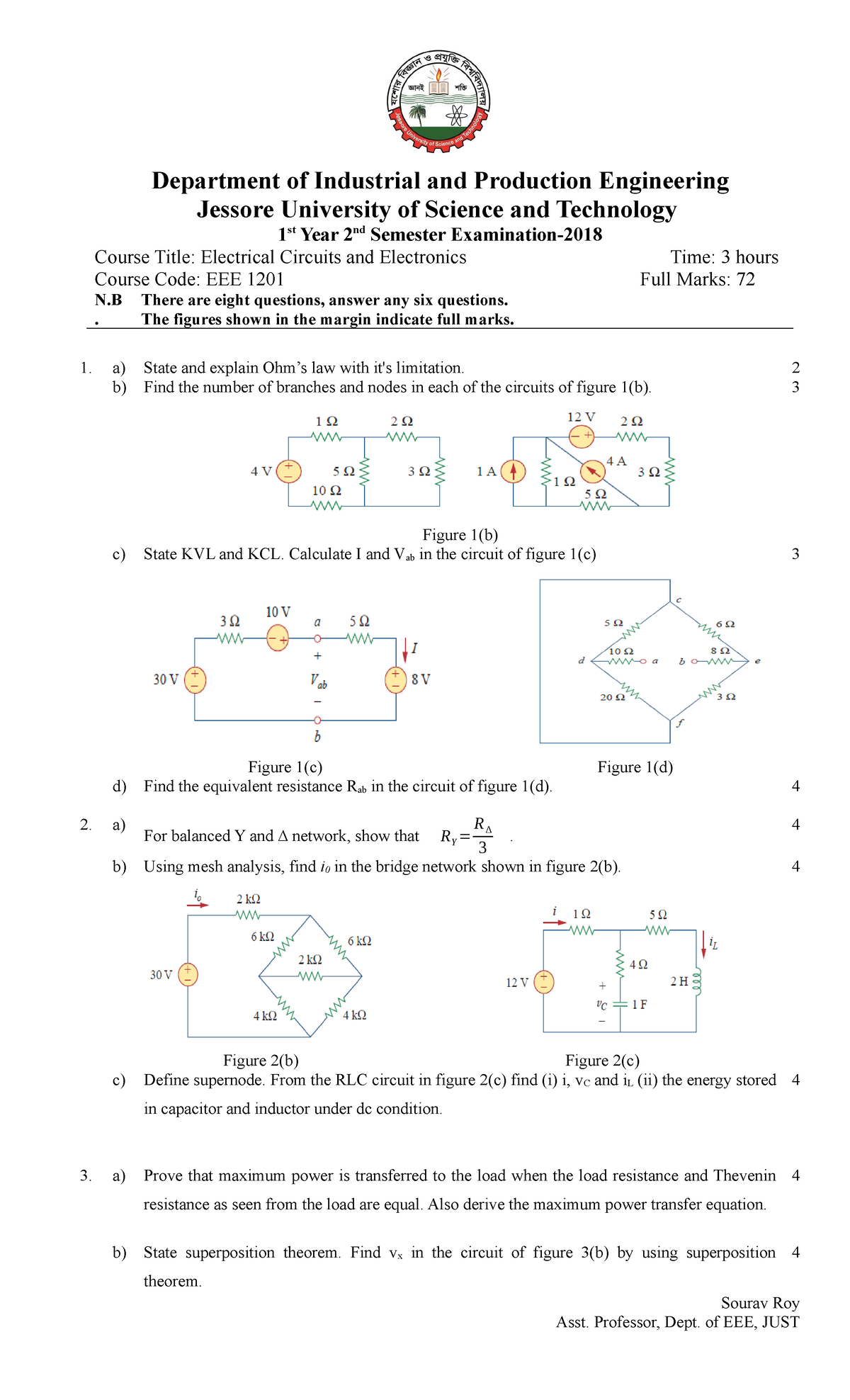 Final exam 8 May 2017, questions Department of Industrial and