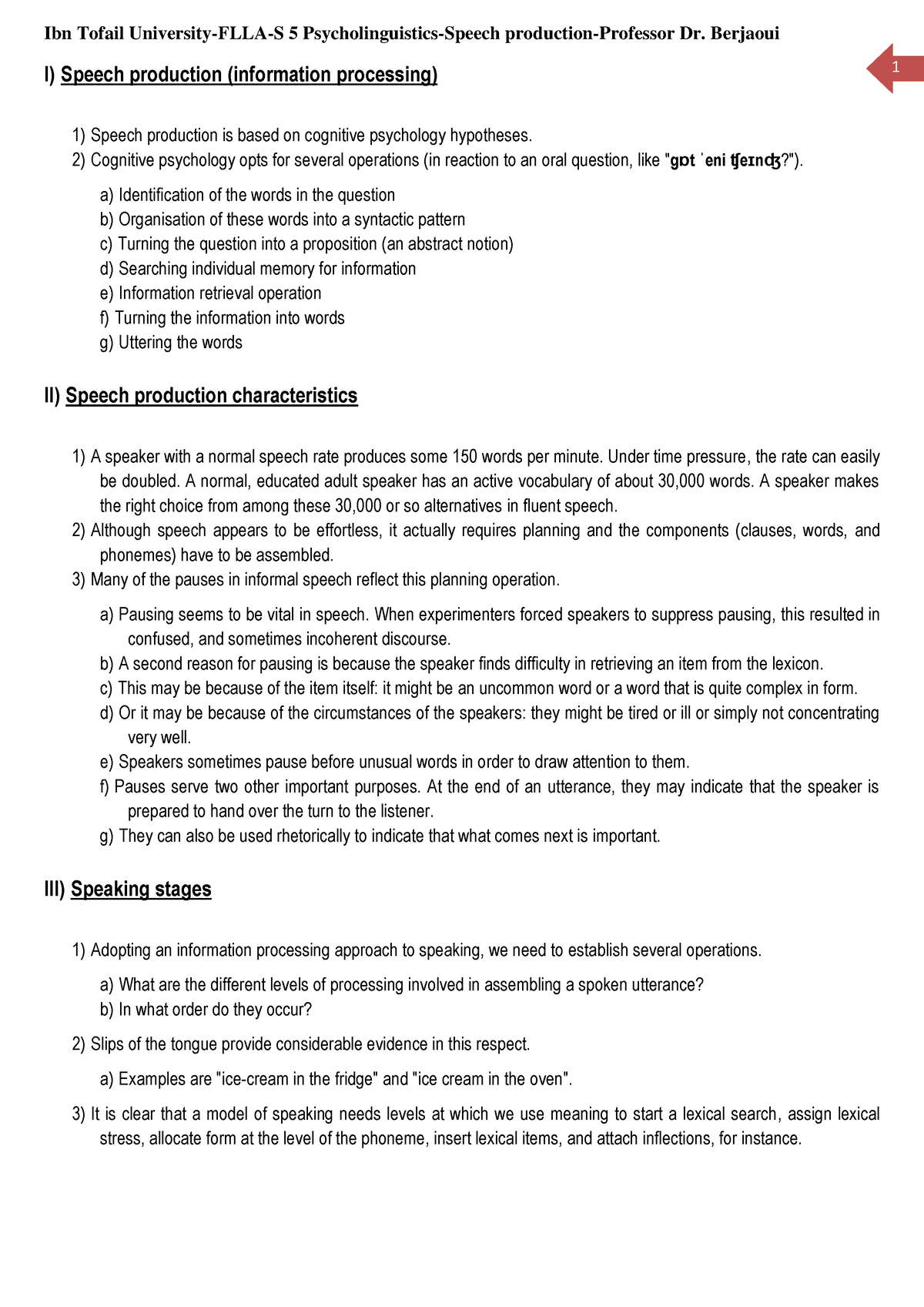 14-Professor Dr. Berjaoui-Psycholinguistics-Speech production-2022 ...