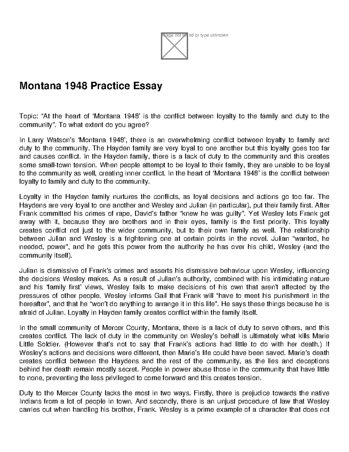 montana 1948 analytical essay