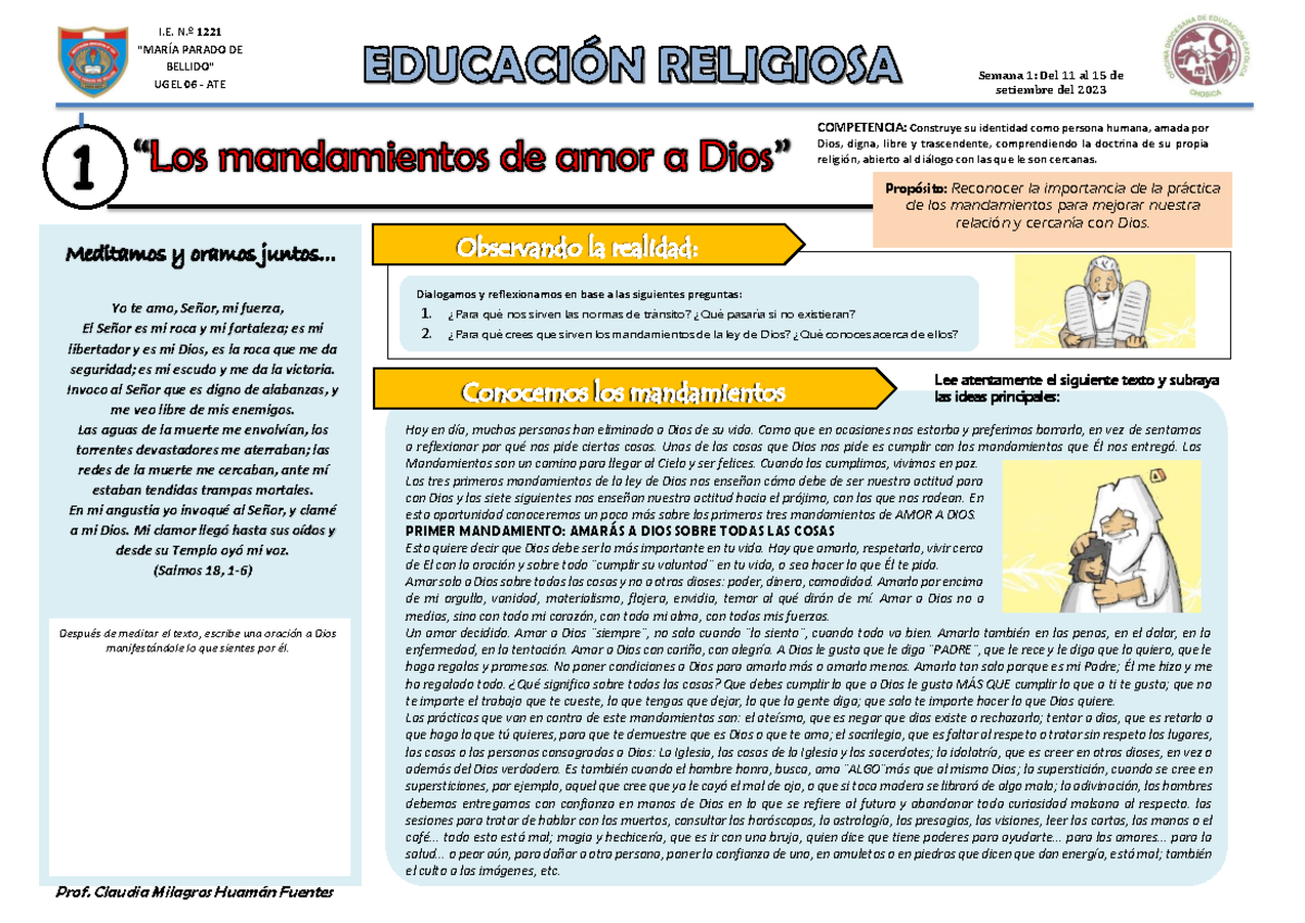 25- Los mandamientos de amor a Dios- Primero - Prof. Claudia Milagros