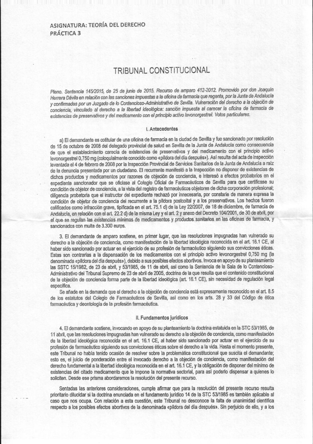 STC Práctica - Práctica sobre una sentencia - Derecho Civil Iii - Studocu