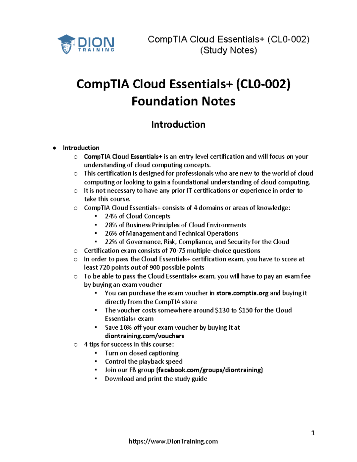 Comp TIA+Cloud+Essentials++(CL0-002)+Study+Guide - (Study Notes) 1 ...