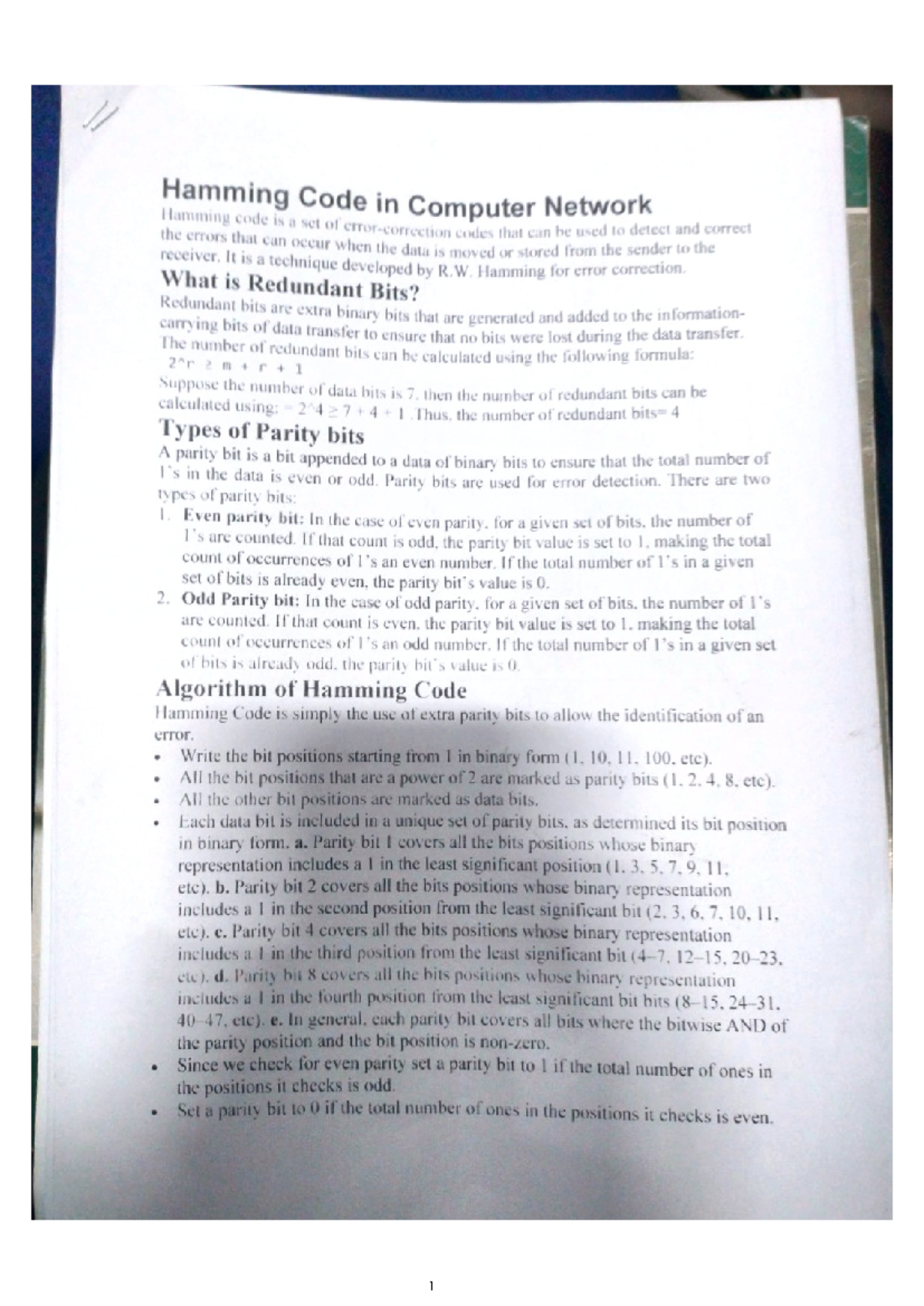Hamming code - Cs knowledge - Fundamentals Of Insurance - Studocu