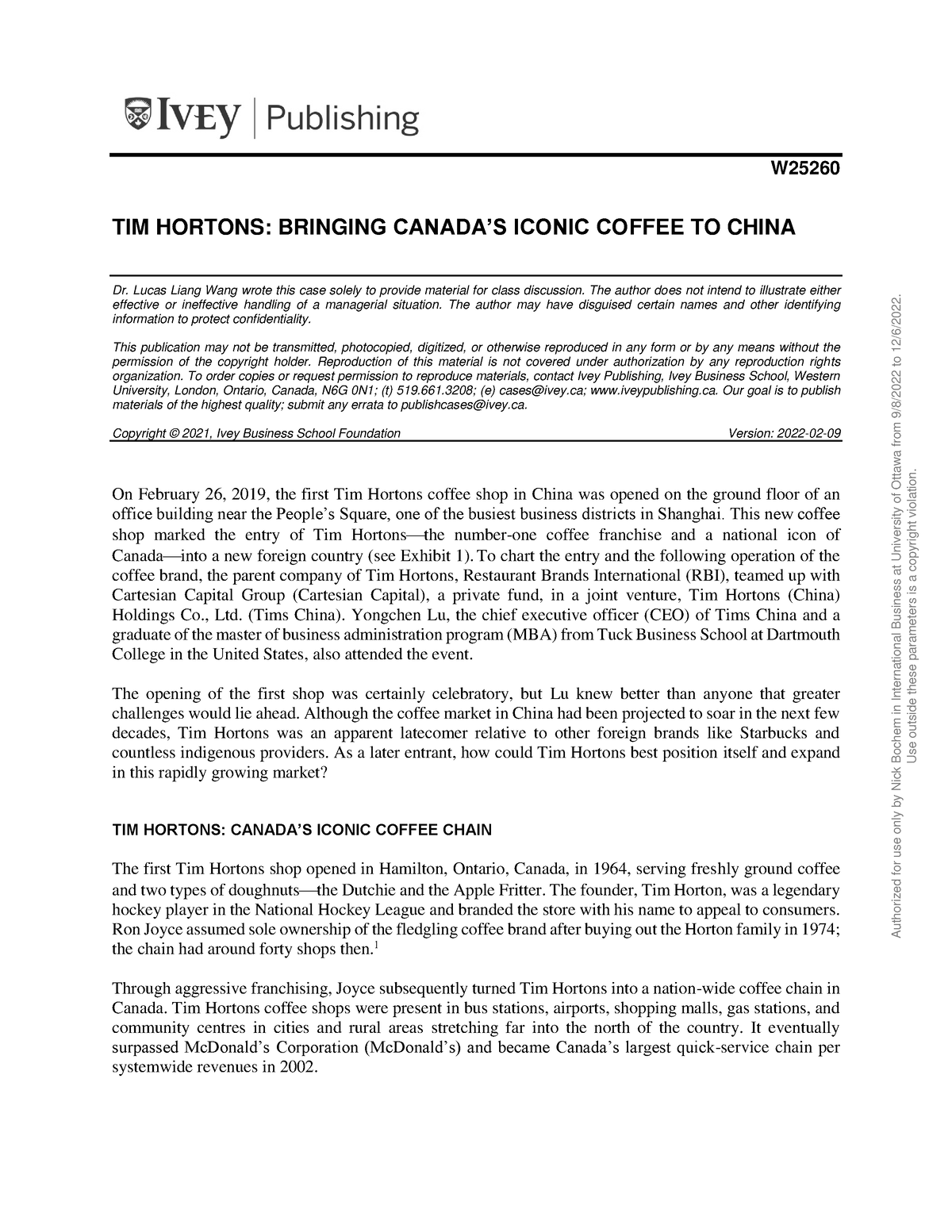 tim hortons china case study