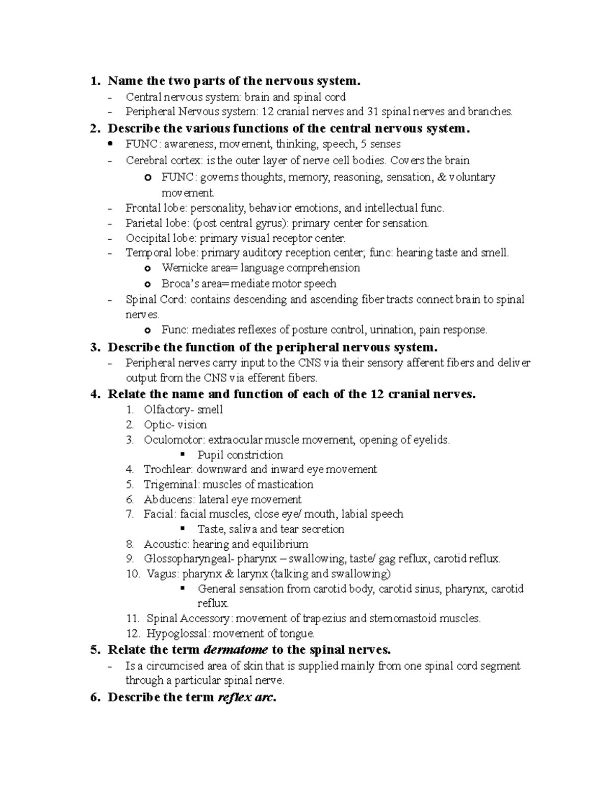 HA Final CH. 24 Neuro - Notes over specific chapters regarding the ...