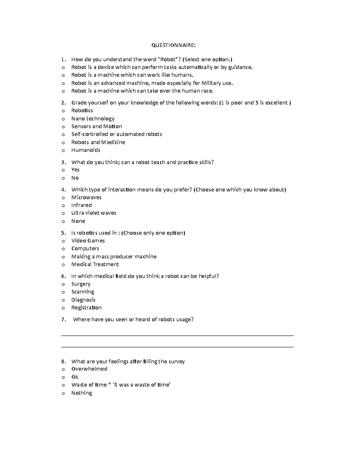 Anas Questionaire - English post 2 [ENGL203] curriculum summary, in an ...
