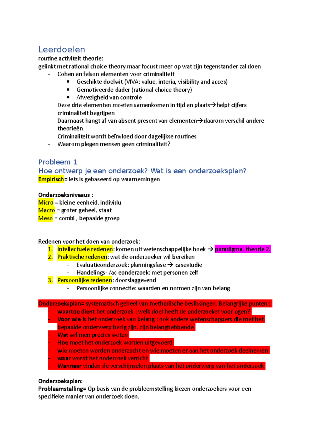 Leerdoelen - Leerdoelen Routine Activiteit Theorie: Gelinkt Met ...