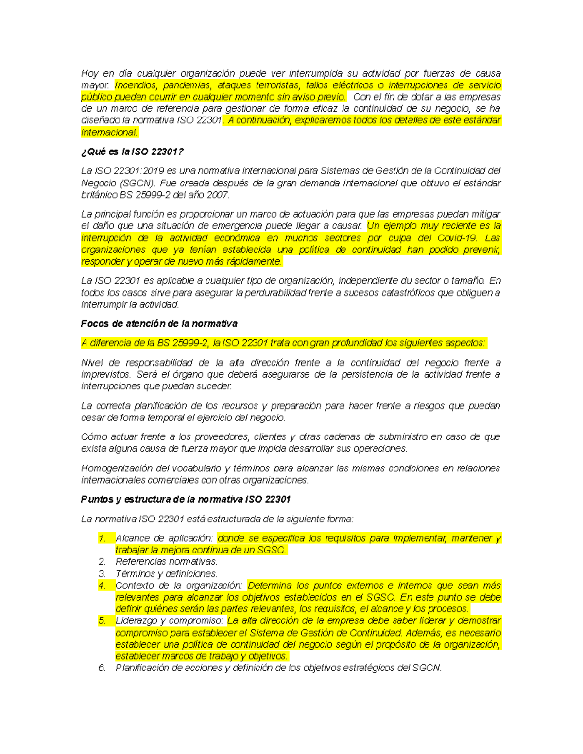 ISO 22301 Gestion DE LA Continuidad DEL Negocio - Hoy en día cualquier ...