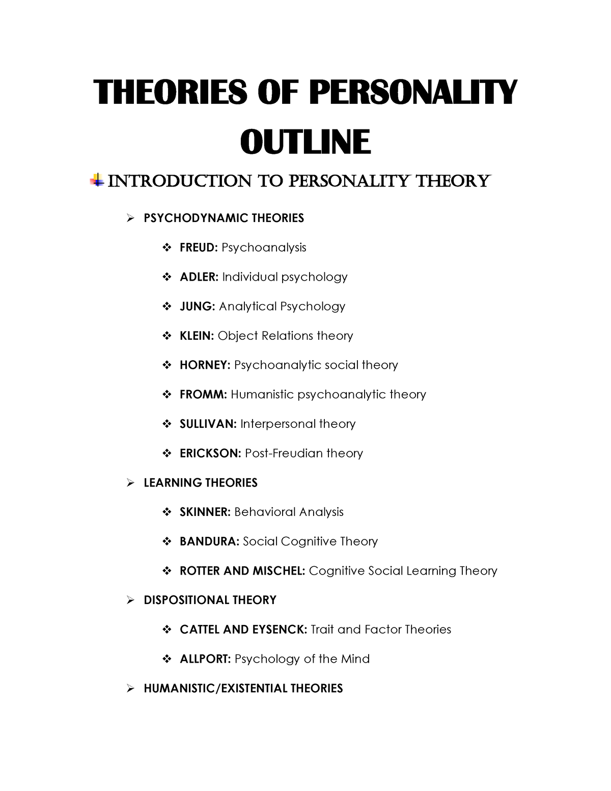 write an essay on personality theories