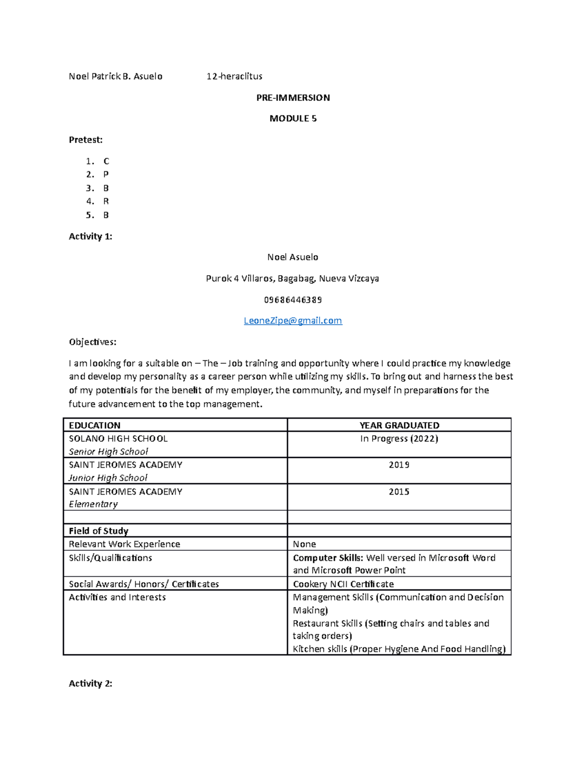 Module 5 - Shs work immersion portfolio Shs work immersion portfolio ...