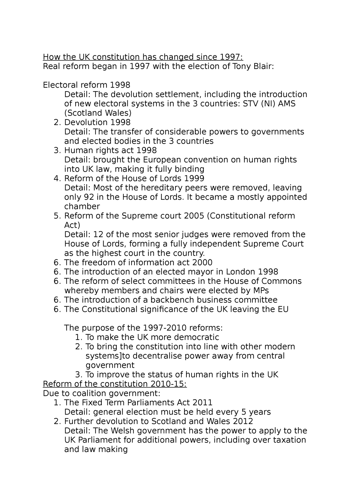 constitutional reform since 1997 essay