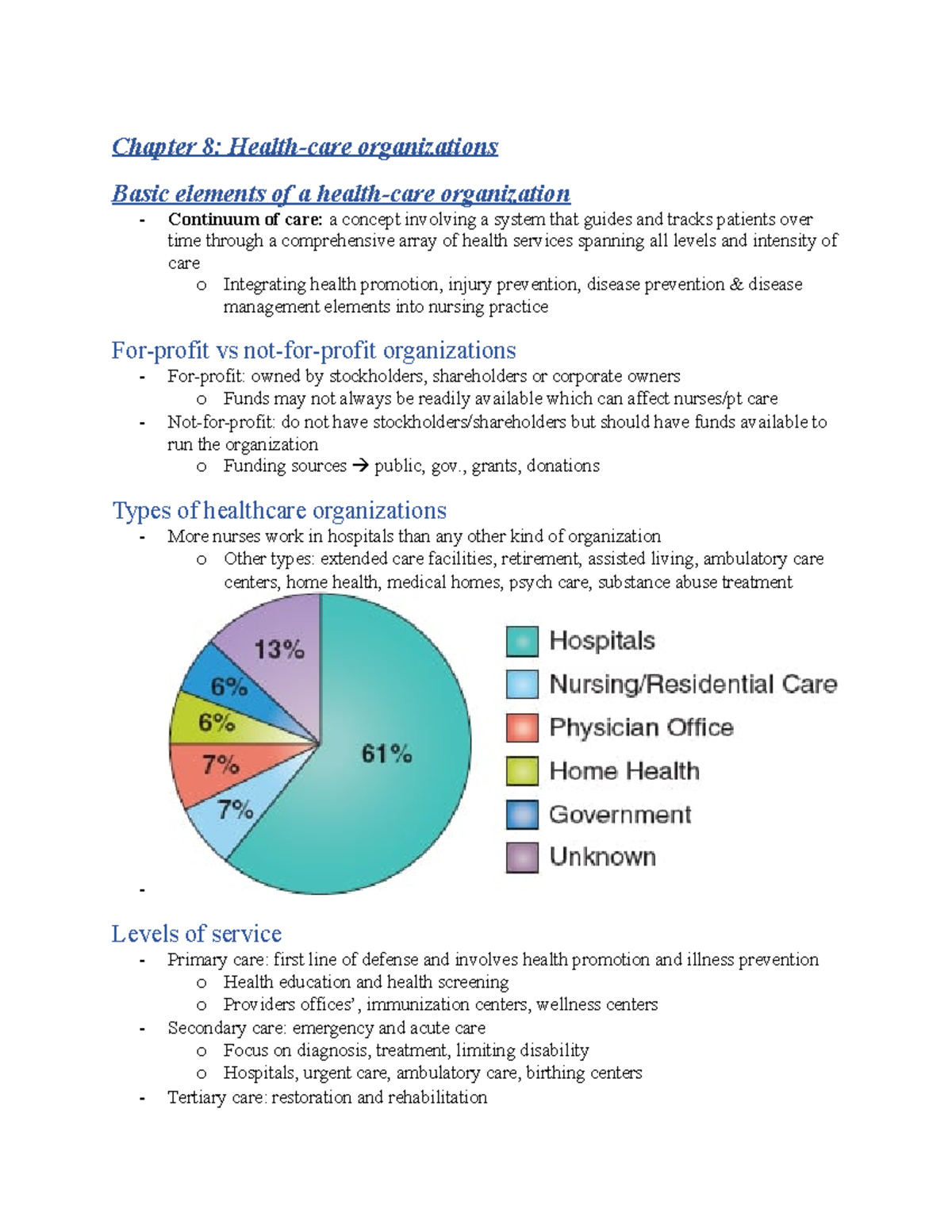 Module 1 Notes - Chapter 8: Health-care Organizations Basic Elements Of ...