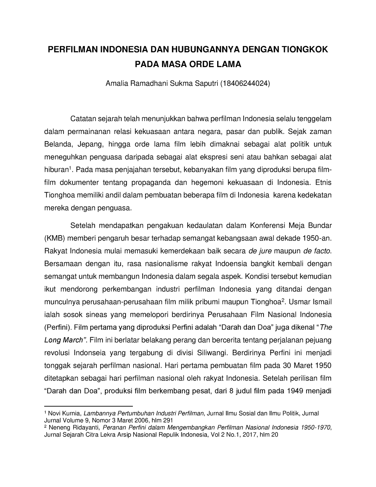 PERFILMAN INDONESIA DAN HUBUNGANNYA DENGAN TIONGKOK PADA MASA ORDE LAMA ...