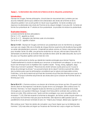 Article 7 a 11 - Texte 6 : déclaration des droits de la femme et de la ...