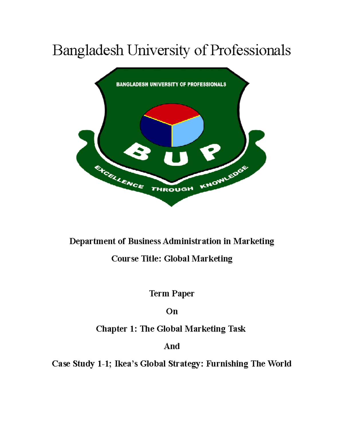 Global Term Paper - Good one - Bangladesh University of Professionals ...
