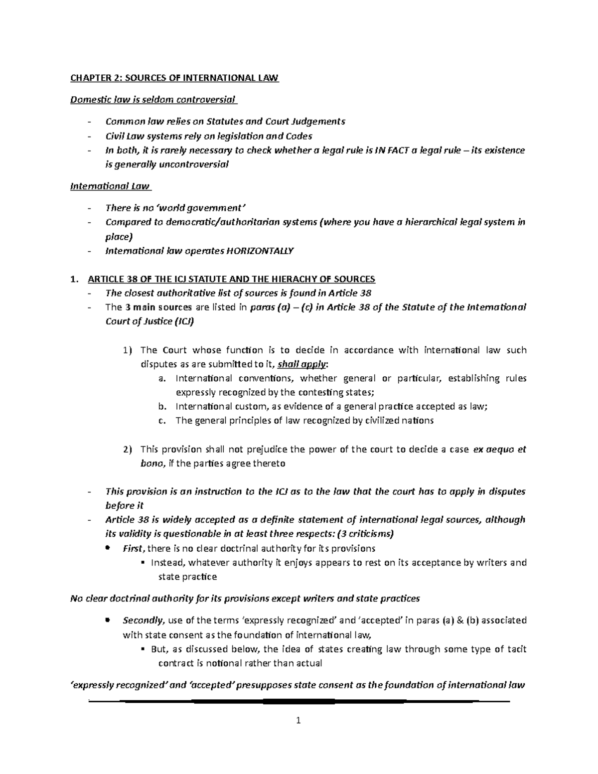 Chapter 2: Sources of Public International law - 98680 - Unisa - Studocu
