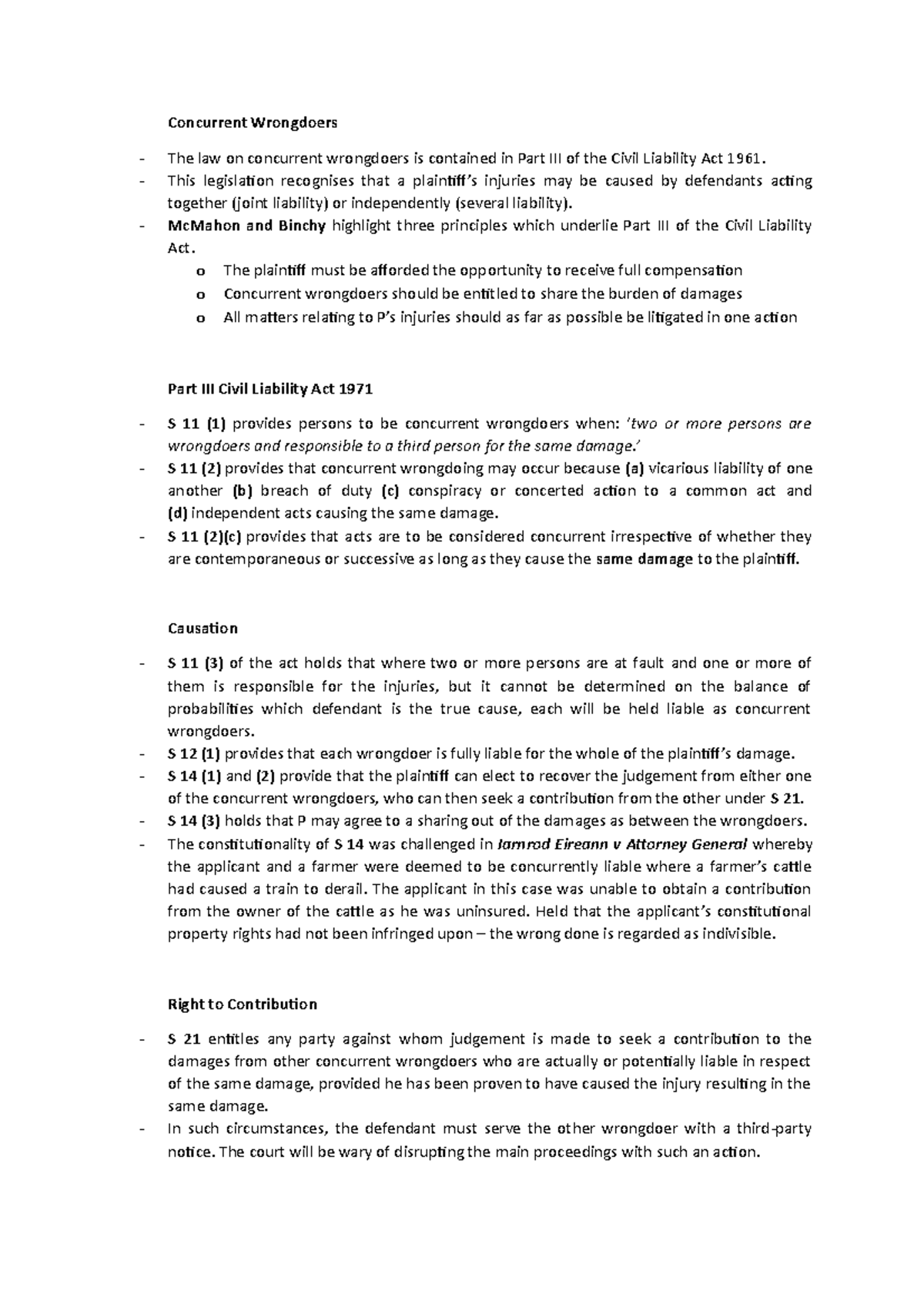 Concurrent Wrongdoers - This legislation recognises that a plaintiff’s ...