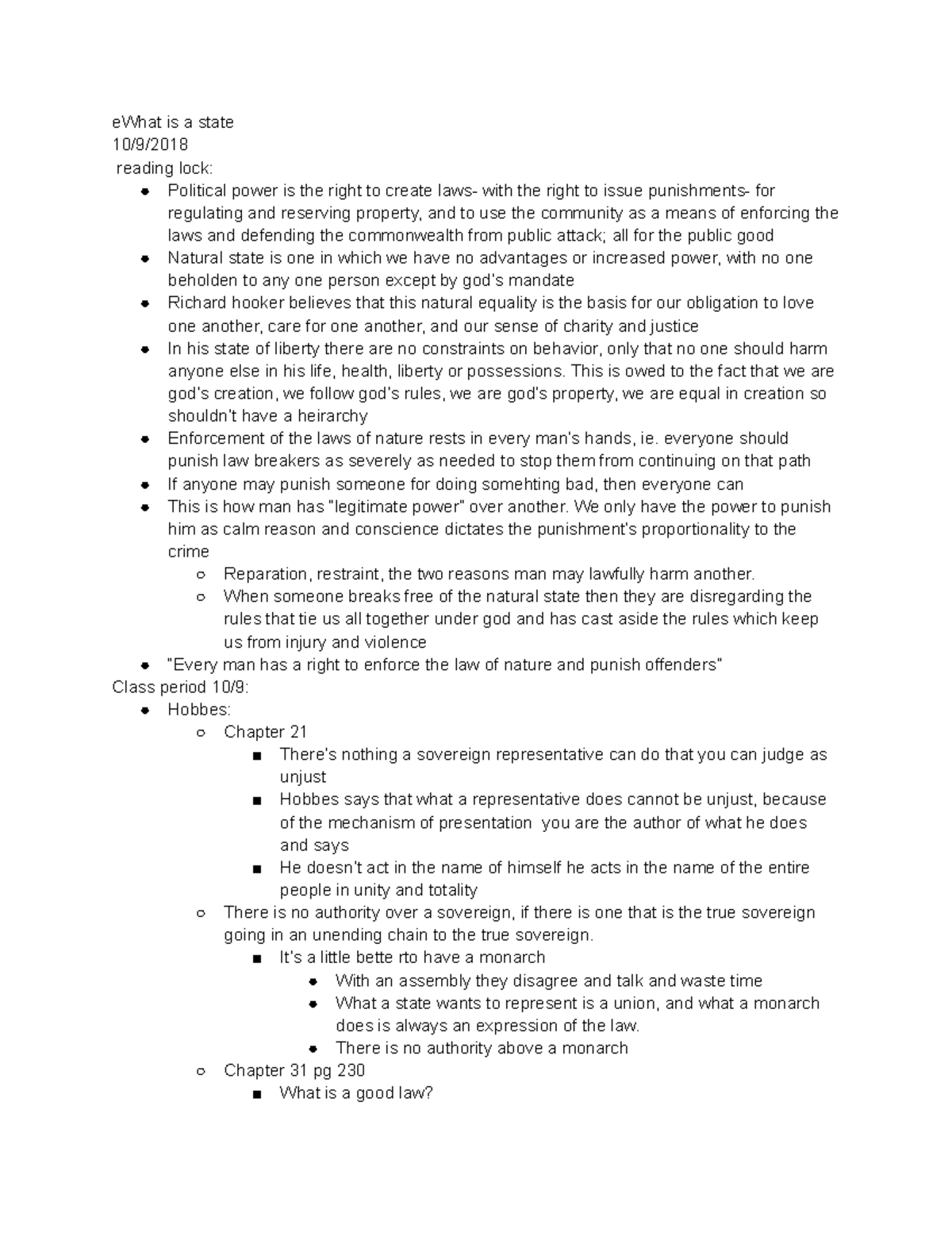 Everything the professor said - eWhat is a state 10/9/ reading lock ...