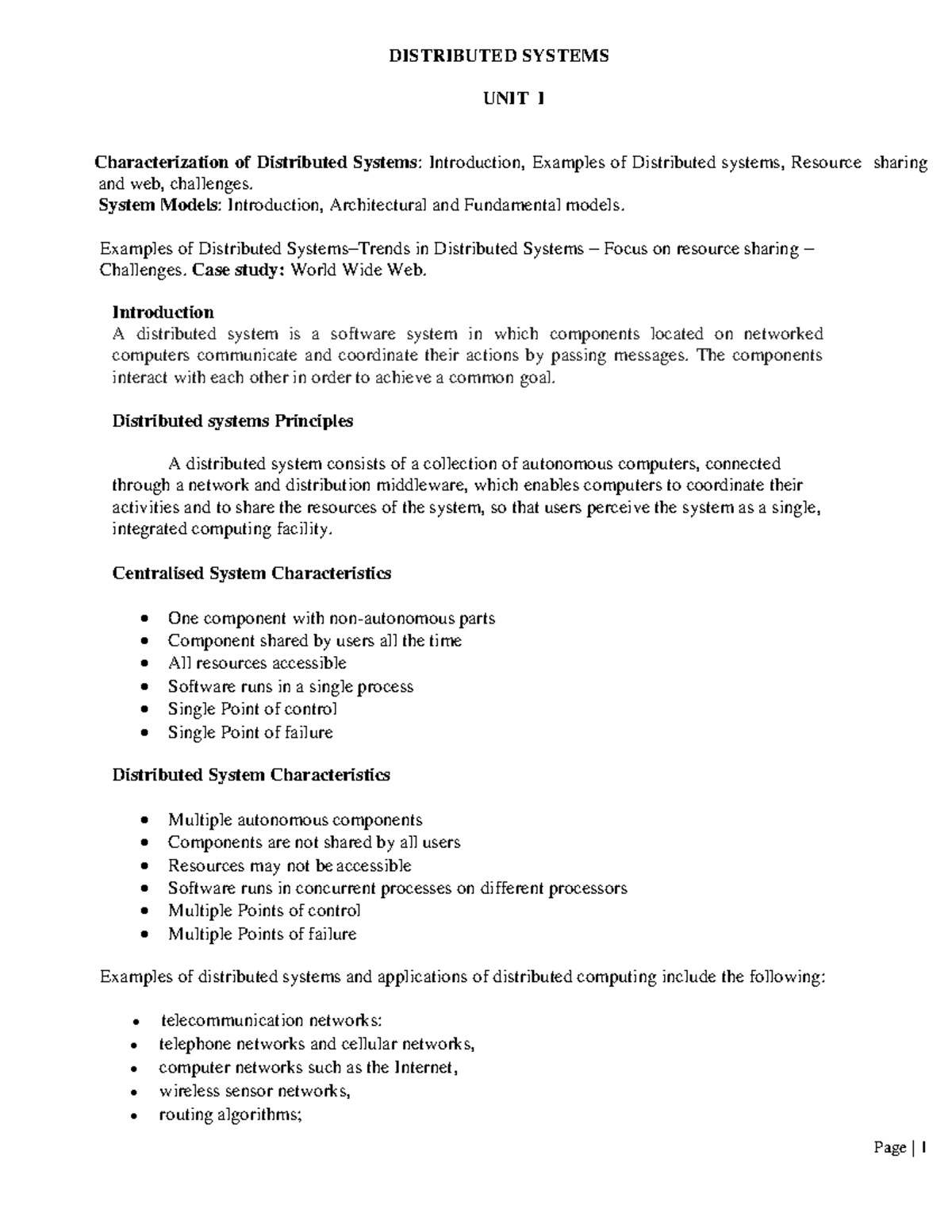 Distributed systems-5-198 - DISTRIBUTED SYSTEMS UNIT I Characterization ...