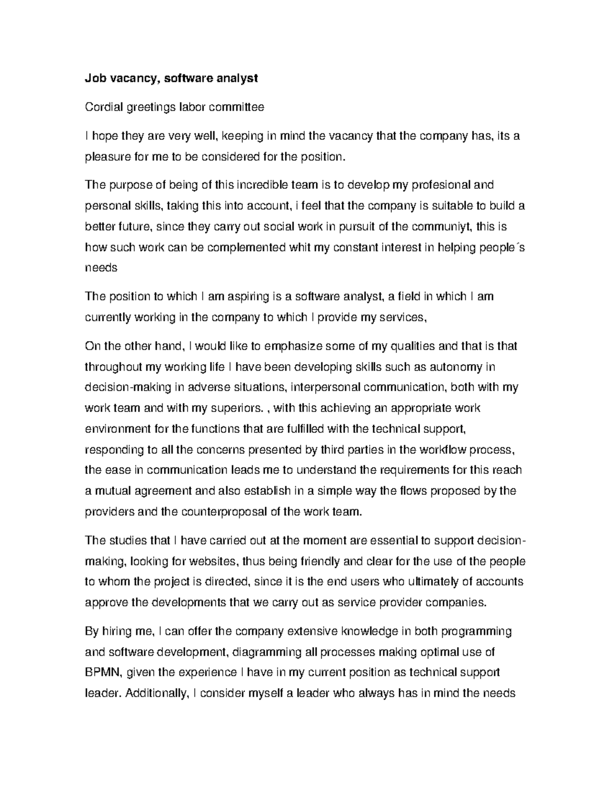 GA2 240202501 AA2 EV03 Ingles Job vacancy, software analyst Cordial