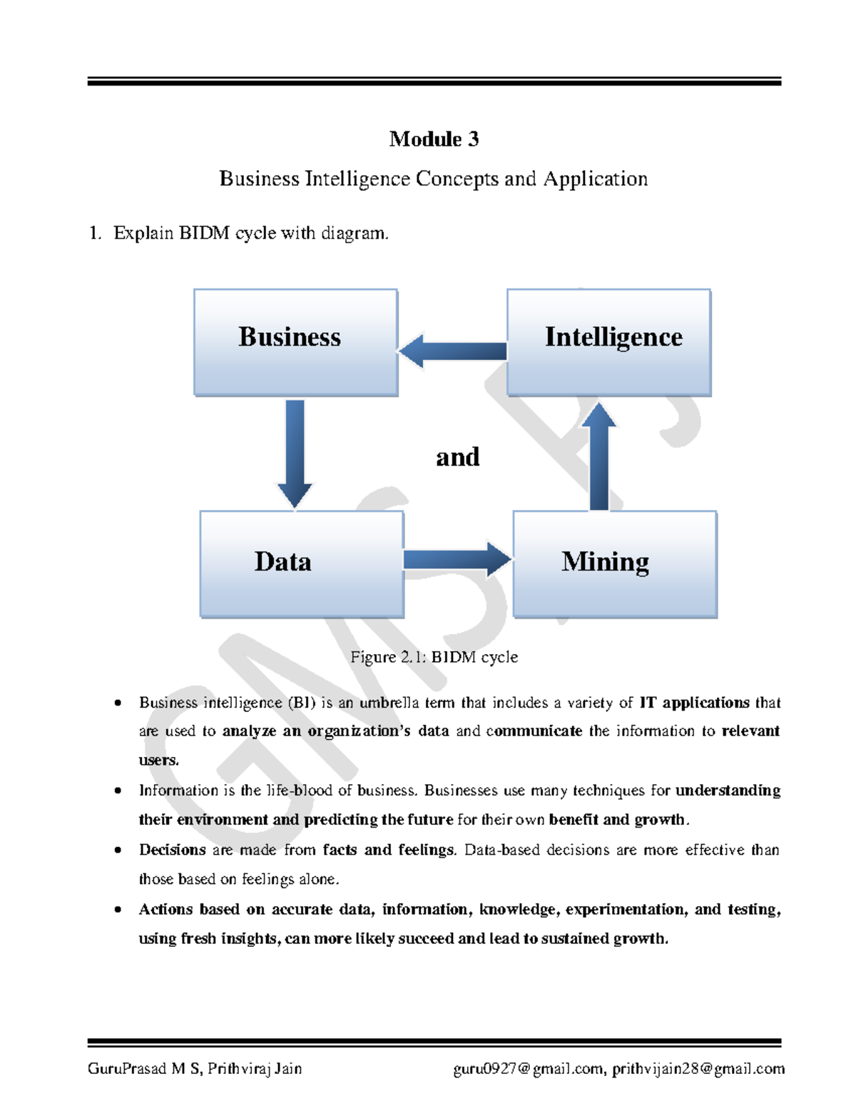 Business Intelligence Concepts and Application - Explain BIDM cycle ...