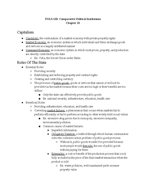 POLS 103 Ch/1 Notes - POLS 103: Comparative Political Institutions ...