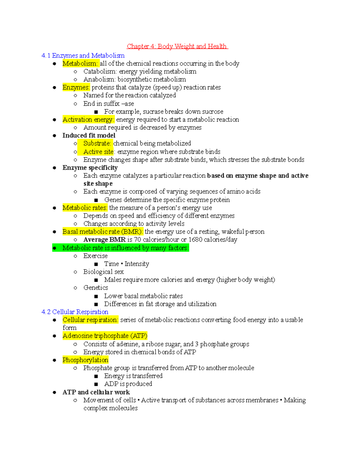 Chapter 4 Body Weight and Health - Chapter 4: Body Weight and Health 4 ...