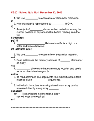 Cs201 Final Term Subjectives Solved With References By Moaaz Vustudy ...