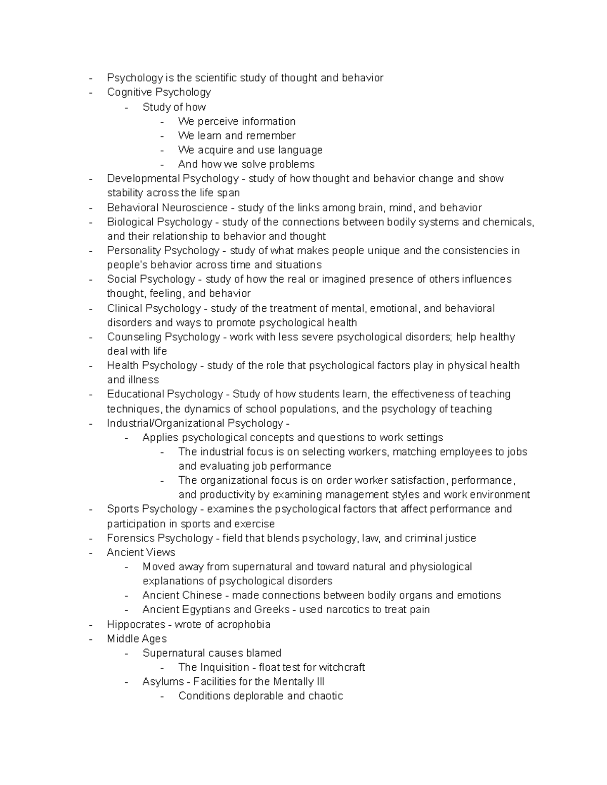 Chapter 1 - Intro To Psychology - Psychology Is The Scientific Study Of ...