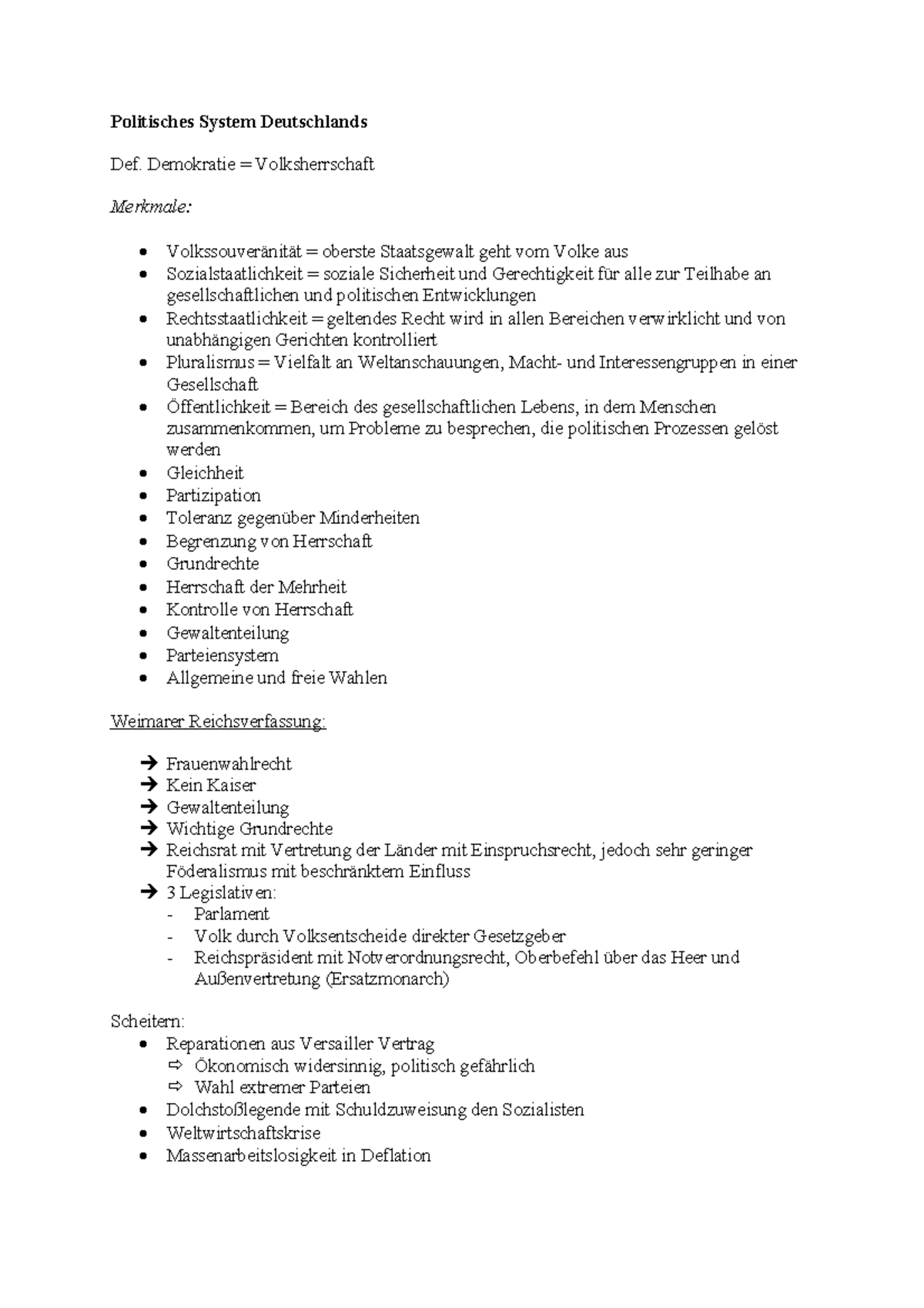 Zusammenfassung Poltisches System Brd Studocu