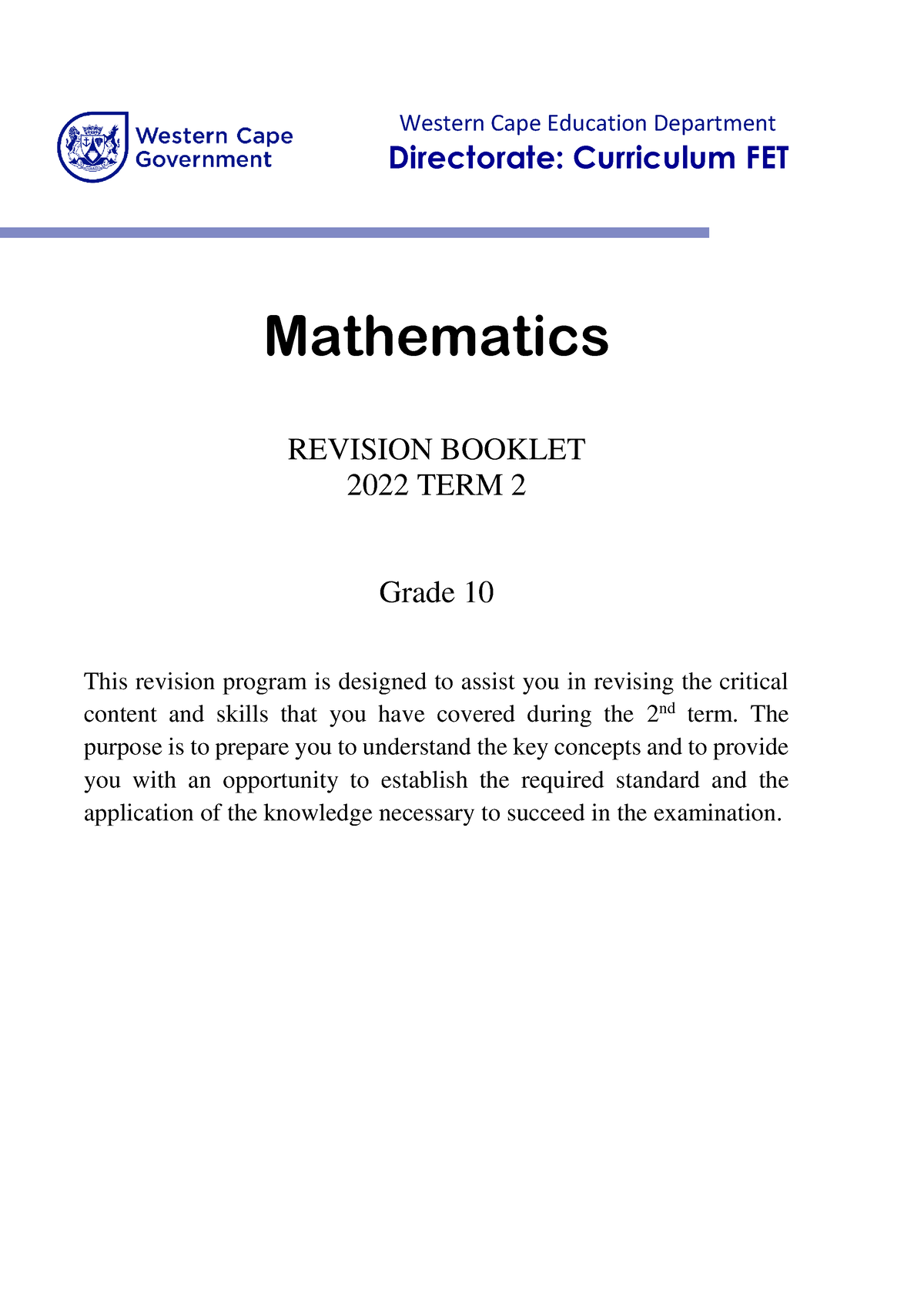 mathematics assignment grade 10 term 2