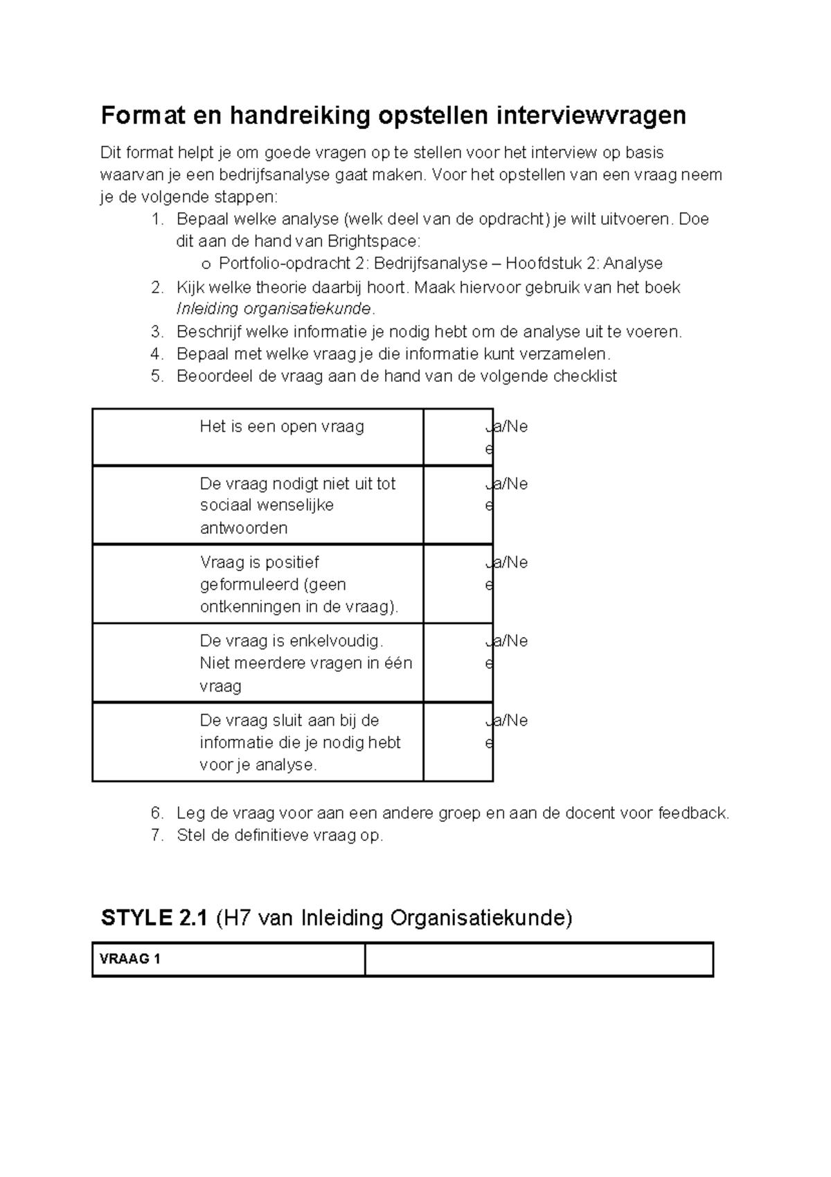 Bedrijfskunde Interview - Format En Handreiking Opstellen ...