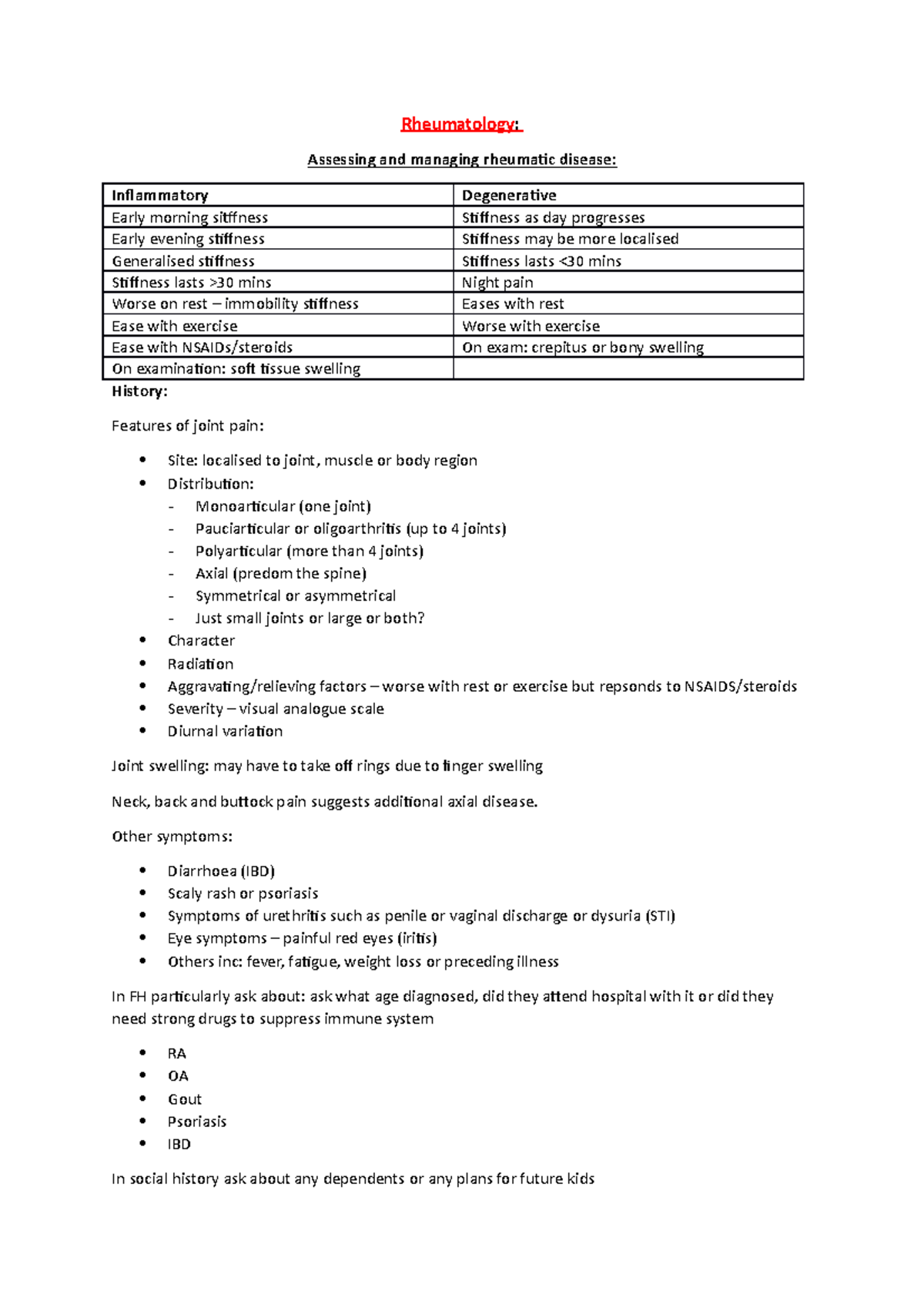MSK rheumatology notes - Rheumatology : Assessing and managing ...
