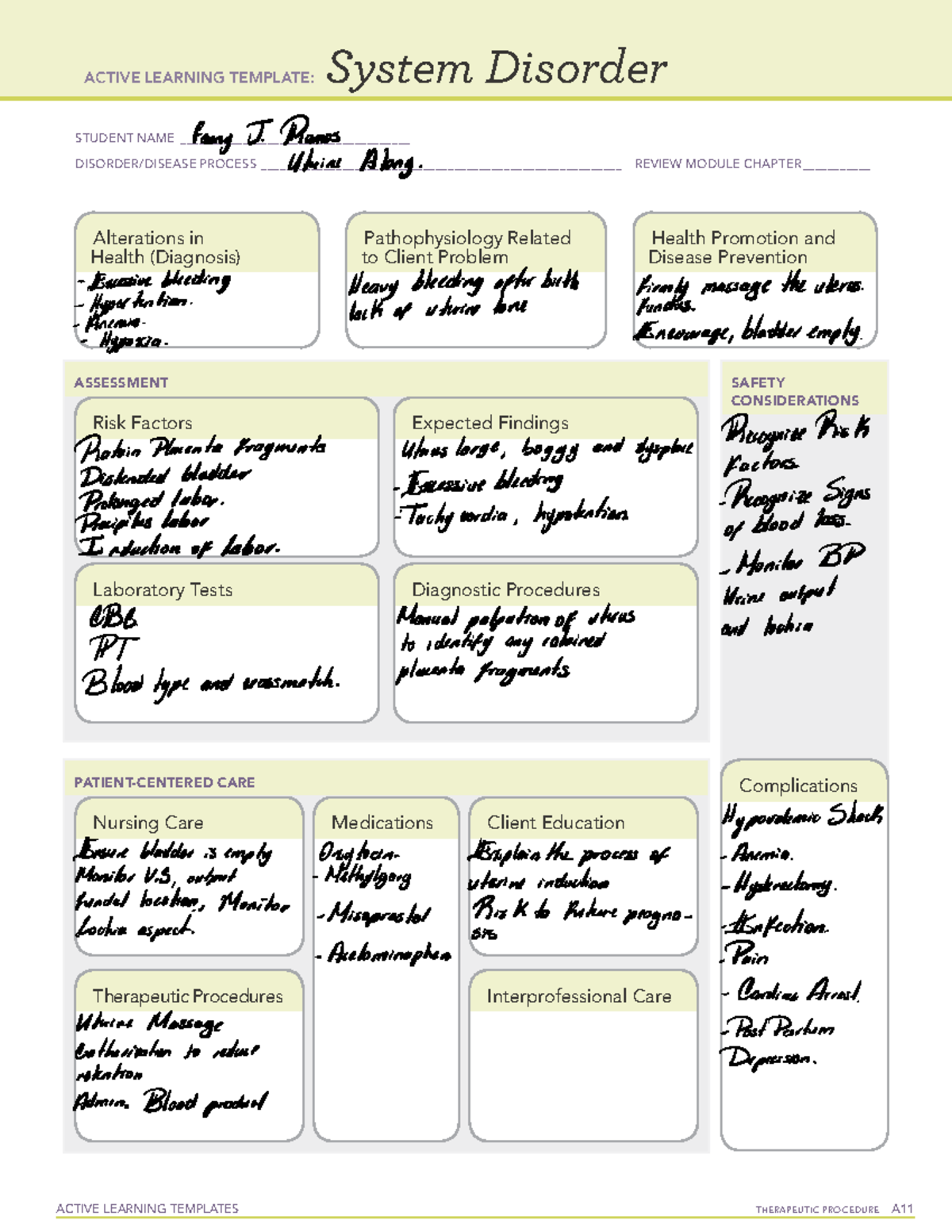 Uterine stony - ACTIVE LEARNING TEMPLATES THERAPEUTIC PROCEDURE A ...