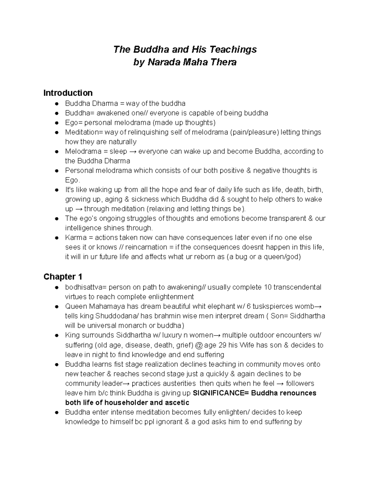 Buddhism Reading Notes 1 - The Buddha and His Teachings by Narada Maha ...