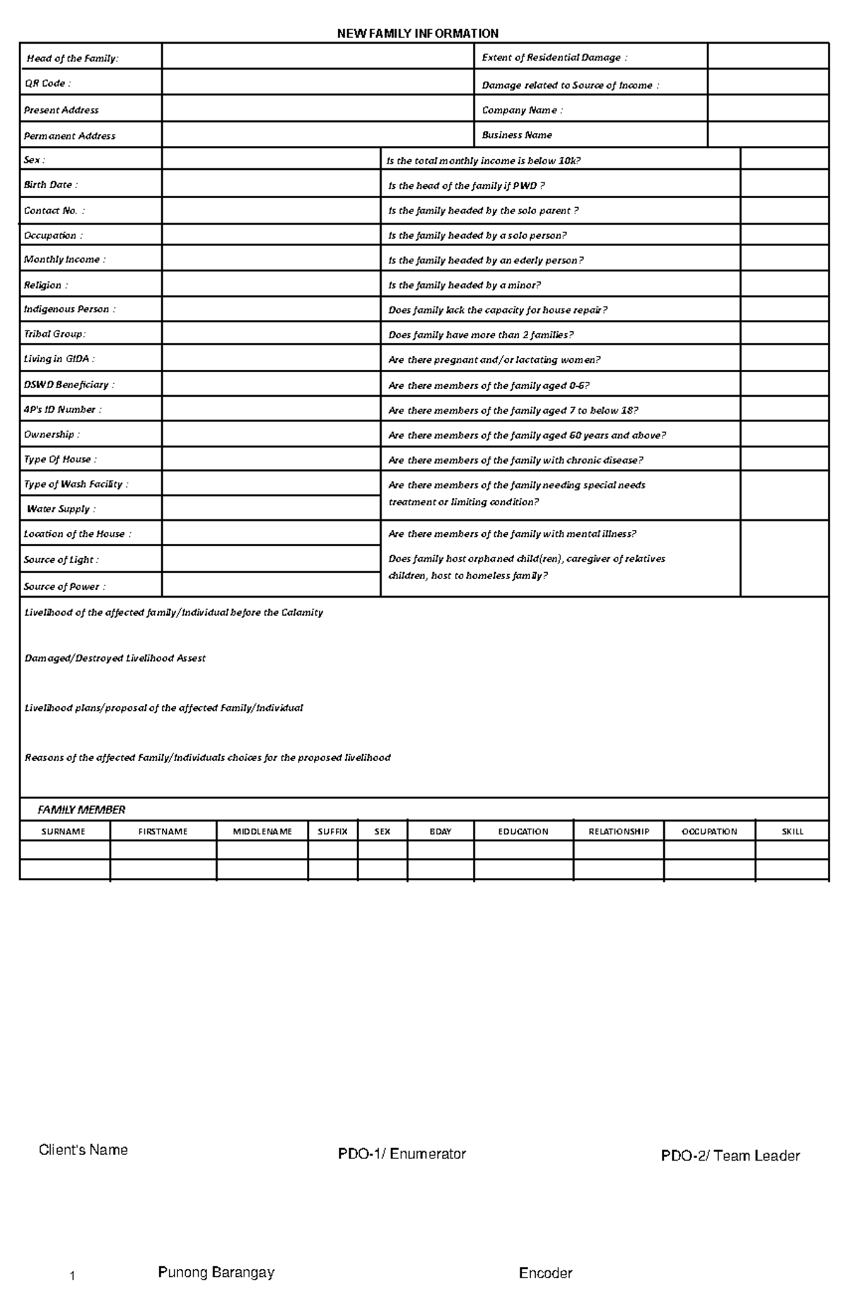 NEW Family FORM 1 - na na na na na an an an - QR Code : Head of the ...