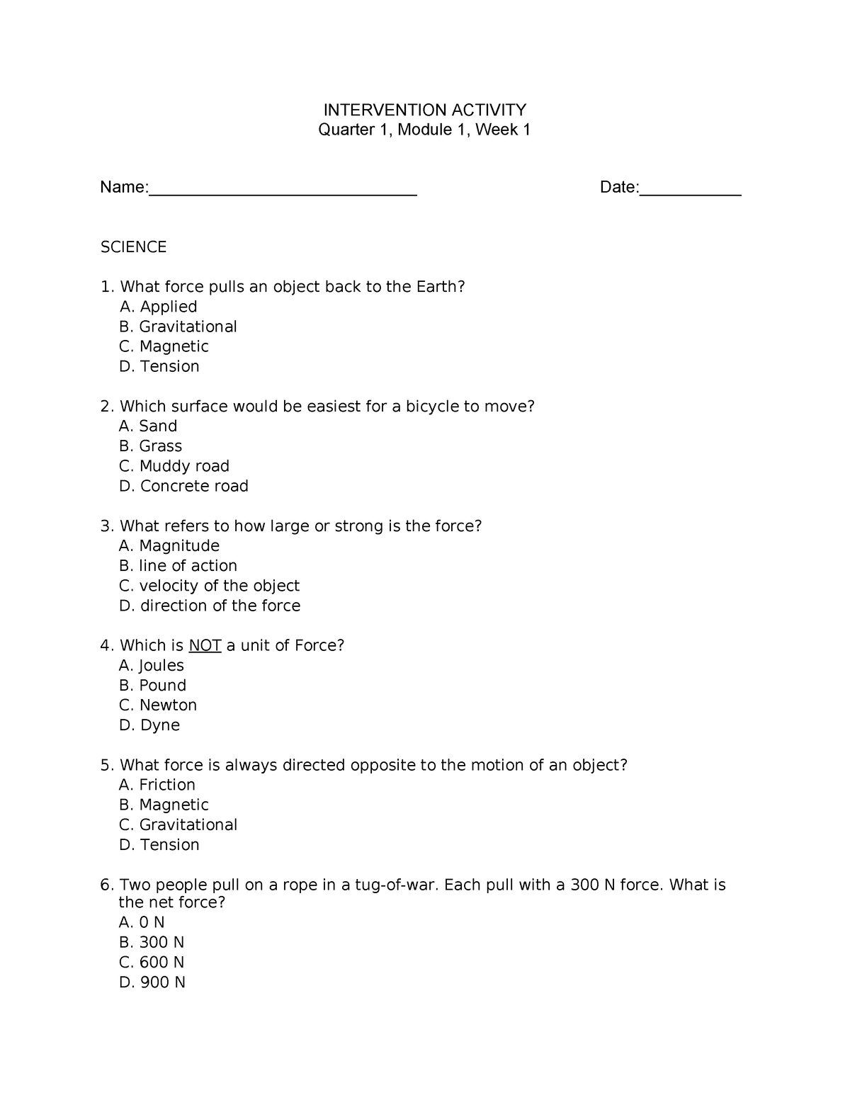 Science Intervention Wk1 - INTERVENTION ACTIVITY Quarter 1, Module 1 ...