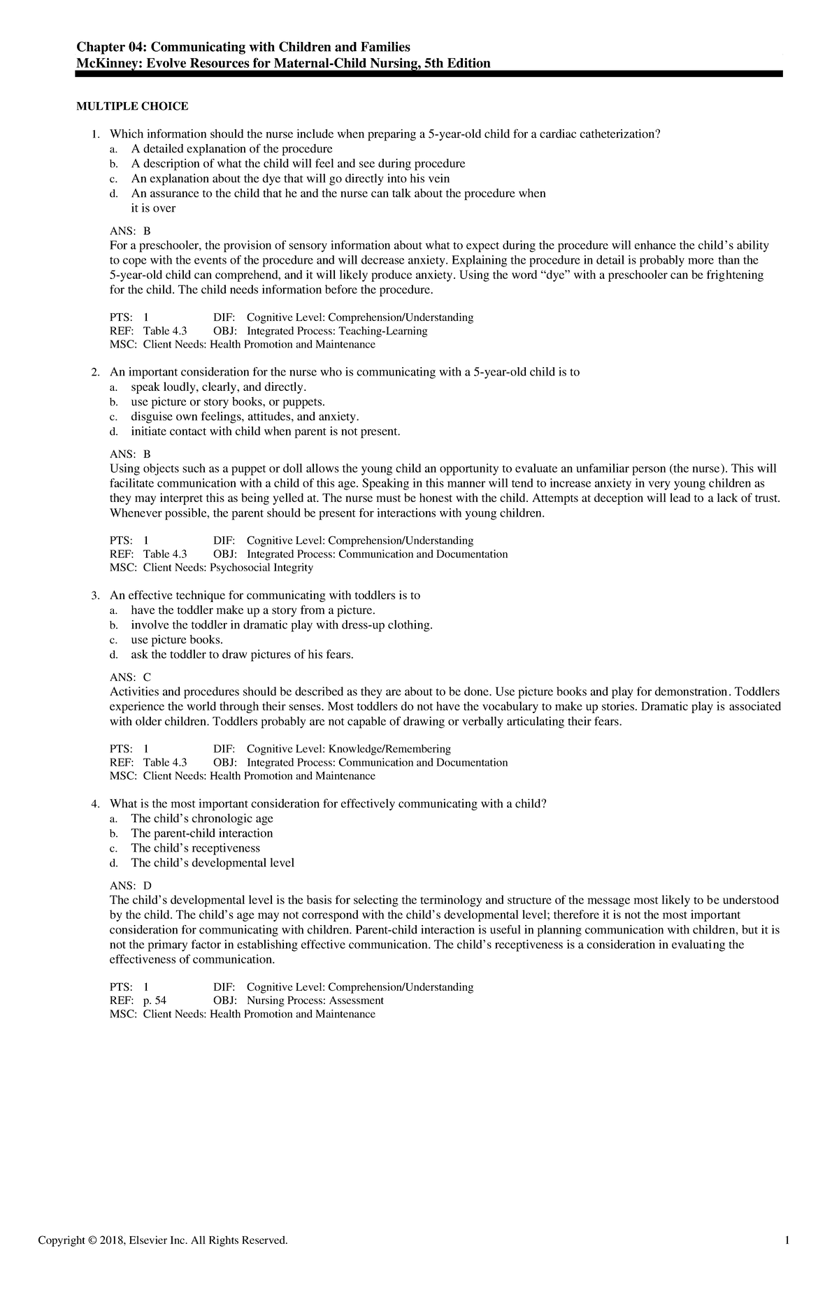 Exam View - Chapter 04 - Practice Material - Chapter 04: Communicating ...