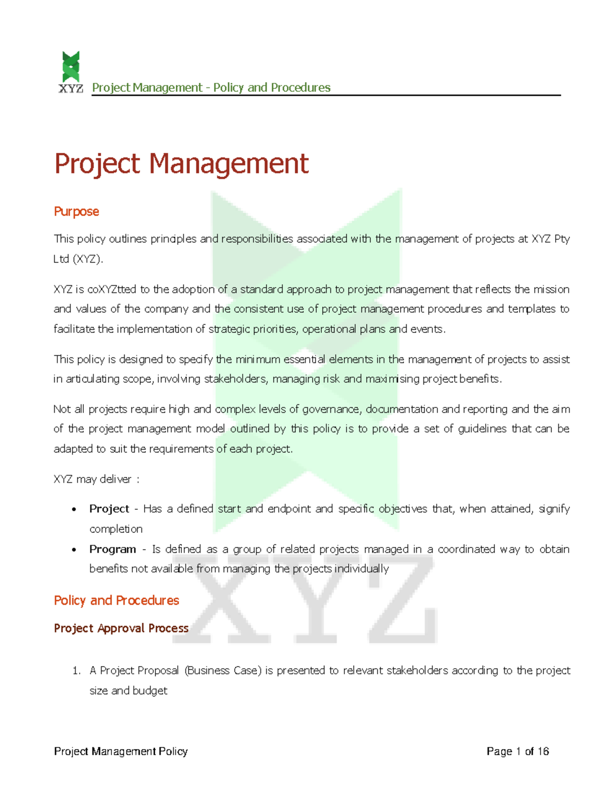 Project Management Policy - Project Management Purpose This policy ...