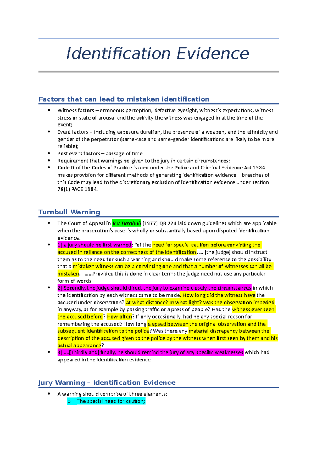 (3) Identification Evidence Identification Evidence Factors that can