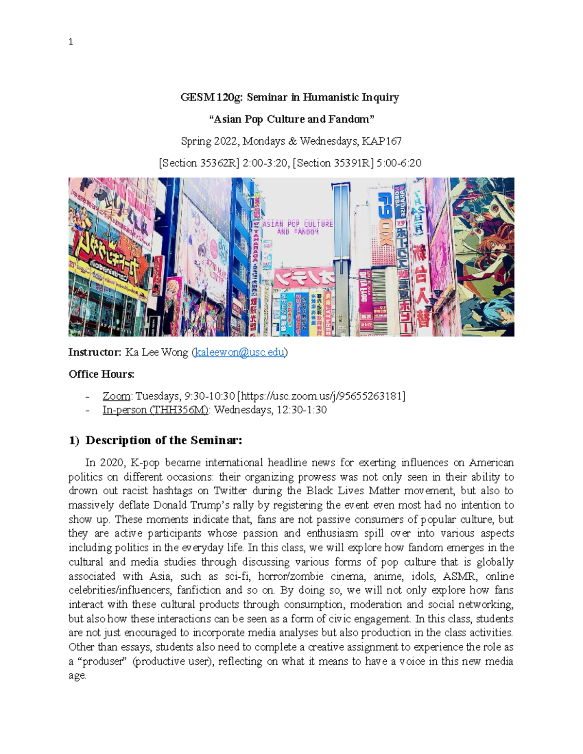 [Syllabus] GSEM120g APC Spring 23 - GESM 120g: Seminar In Humanistic ...